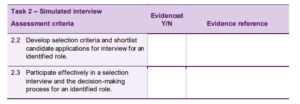 CIPD 3CO04 Task 2 – – Simulated interview
Assessment criteria
